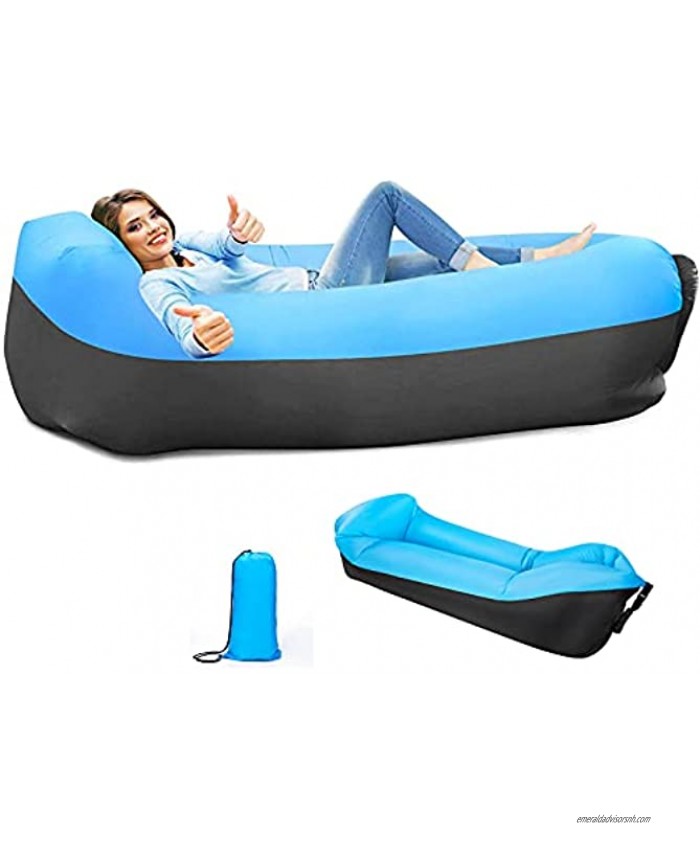 BLUECOW Inflatable Blow Up Lounger Waterproof & Anti-Air Leaking Portable Beach Chair Air Couch for Picnic Travel Backyard Camping Music Festival