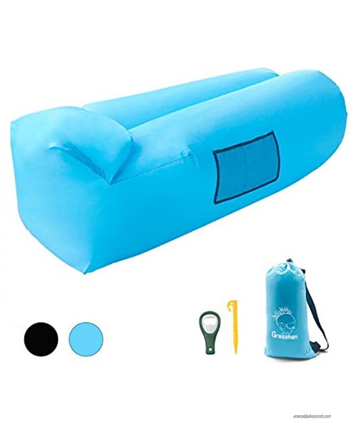 Grassman Inflatable Lounger Military Anti-Rip Nylon Air Sofa Waterproof and Anti Leakage Design Inflatable Sofa for Camping Hiking Traveling Picnics Outdoor Activities