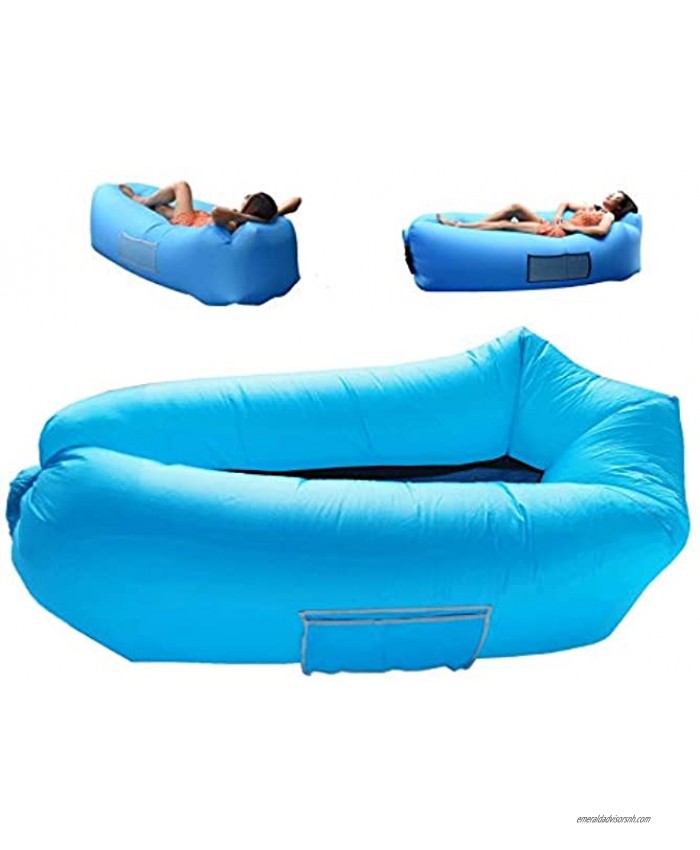 Ikuzogo Inflatable Lounger Air Sofa for Traveling Camping Hiking picnicking Relaxing and Music Festivals Hammock-Portable No Pump Required Ripstop Fabric Water Proof Anti-Air Leaking