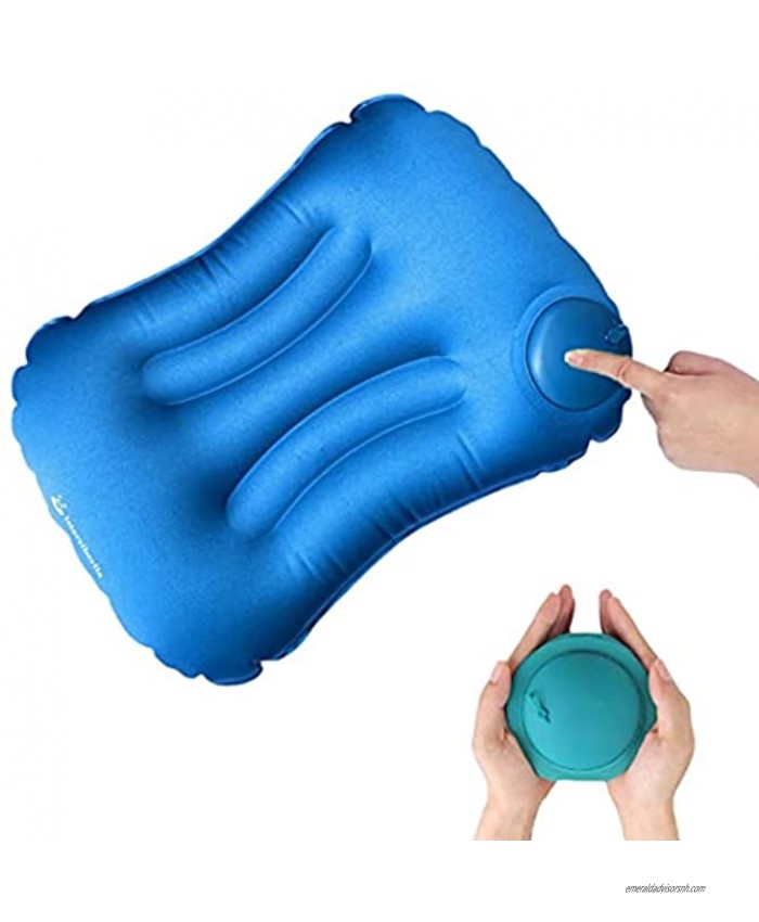 Istarziberlla Camping Pillow Ultralight Inflatable Pillow with Built-in Press Pump Compressible Collapsible with Carry Bag and Compact for Hiking Traveling and Backpacking