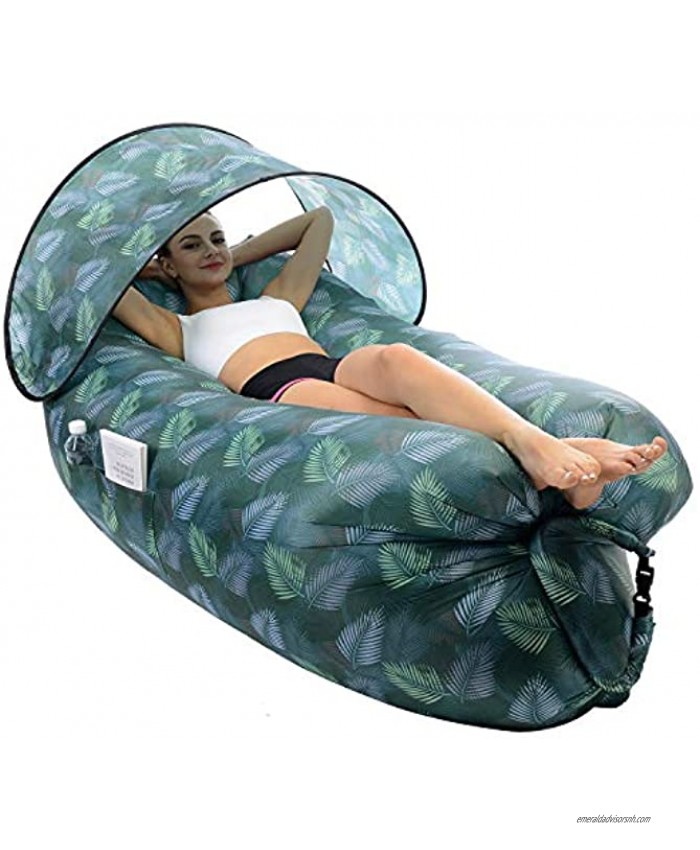 STEPIN Inflatable Lounger Air Sofa with Sunshade & Anti-Air Leaking Design,Best Inflatable Chairs for Beach Chair Camping Chair,Perfect Inflatable Couch for Camping Hiking Picnics Festivals