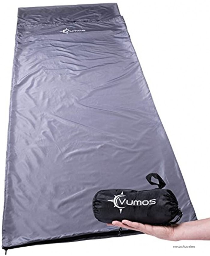 Vumos Sleeping Bag Liner and Camping Sheet – Silk Like Material for Travel Has Full Length Zipper