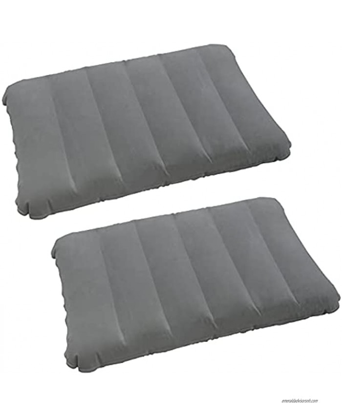 2 Pack Gray Ultralight Inflatable Camping Pillow Small Squared Flocked Fabric Air Pillow for Hiking Camping Traveling Napping Desk Rest Neck & Lumbar Support