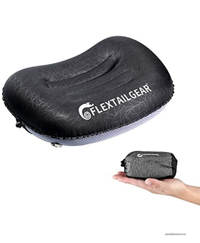 FLEXTAILGEAR Ultralight Inflatable Camping Pillow Compressible Compact Ergonomic Pillow for Neck & Lumbar Support While Sleeping Backpacking,Hiking Hammock Car Camp or Beach