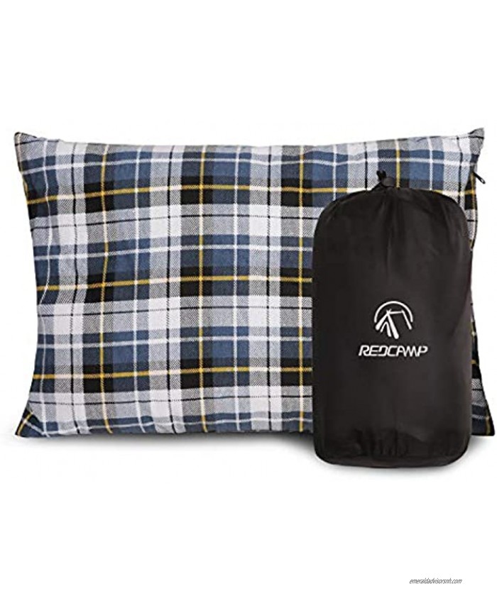 REDCAMP Outdoor Camping Pillow Lightweight Flannel Travel Pillow Cases Removable Pillow Cover