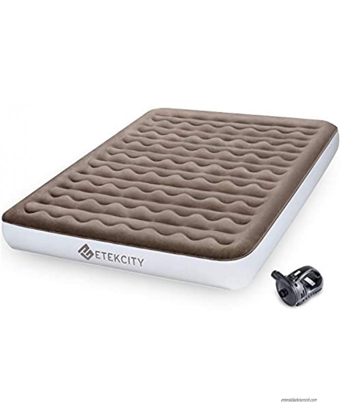 Etekcity Upgraded Camping Air Mattress Queen Twin Airbed Height 9 Inflatable Bed Blow Up Mattress Raised Airbed with Rechargeable Pump 2-Year Warranty Storage Bag