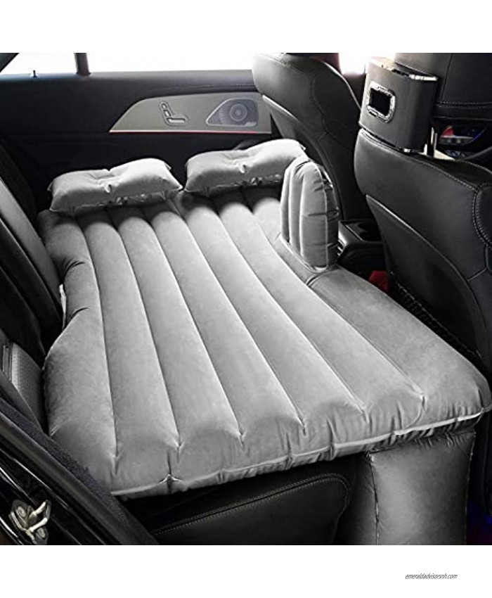 Haomaomao Car Air Mattress Travel Inflatable Back Seat Air Bed Cushion with Auto Pump and Two Pillows Portable Camping Vacation Rest Sleeping