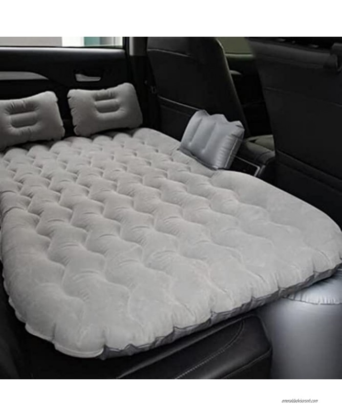 Inflatable Car Mattress Back Seat Thick Flocking Car Inflatable Bed Inflatable Mattress Air Bed for Car Universal SUV witth 2 Inflatable Air Pillows and Side Block