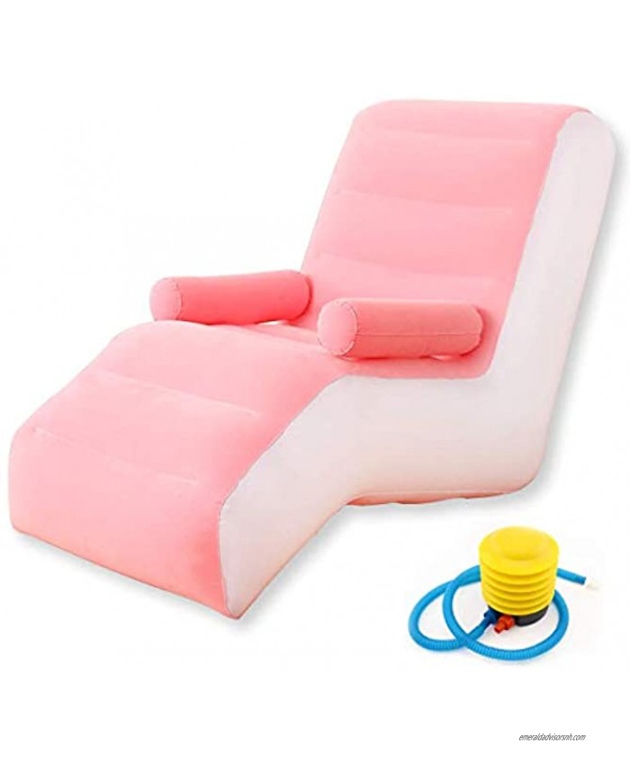 Lazy Inflatable Sofa S-Shaped Sofa Home Outdoor Leisure Sofa Chair Outdoor Travel Camping Picnic Pink