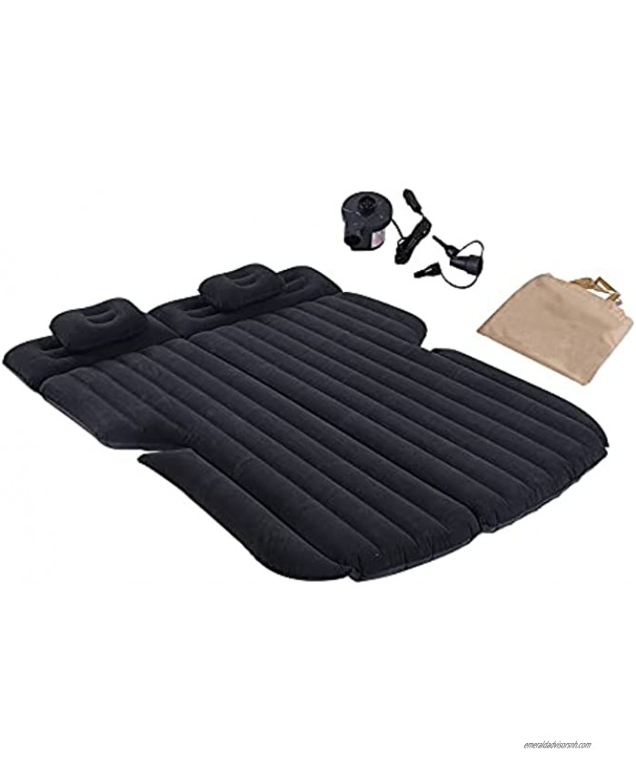 SUV Air Mattress Car Bed with Electric Air Pump Inflatable Car Mattress for Back Seat Flocking Surface Home Sleeping PadBlack