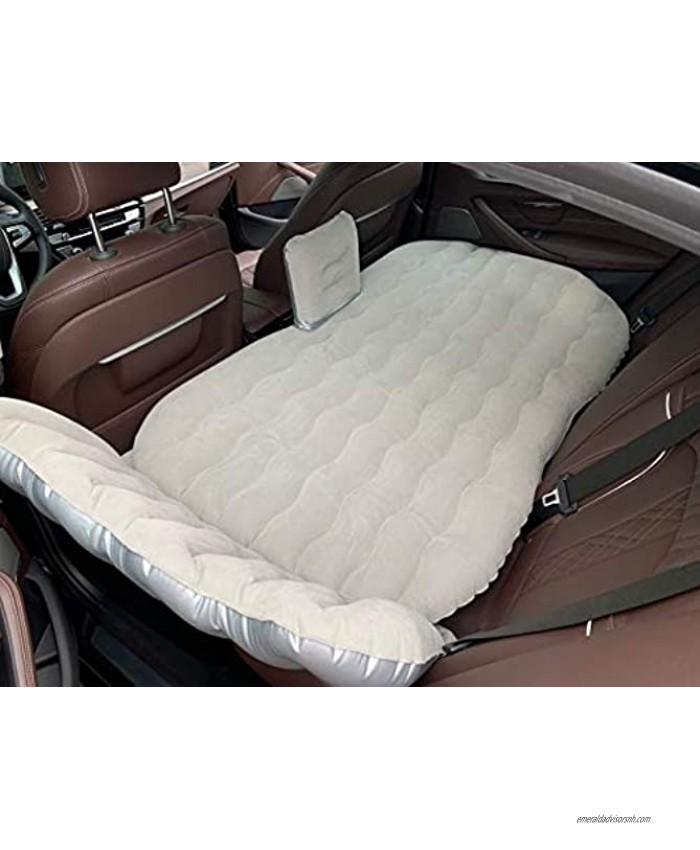 TOYOUN Inflatable Car Air Mattress with Pump Headboard 2 Pillows Footstools Blow up Air Bed Mattress for Car SUV Truck Back Seat Portable Compact Twin Size Air Mattress for Travel and Camping,Beige