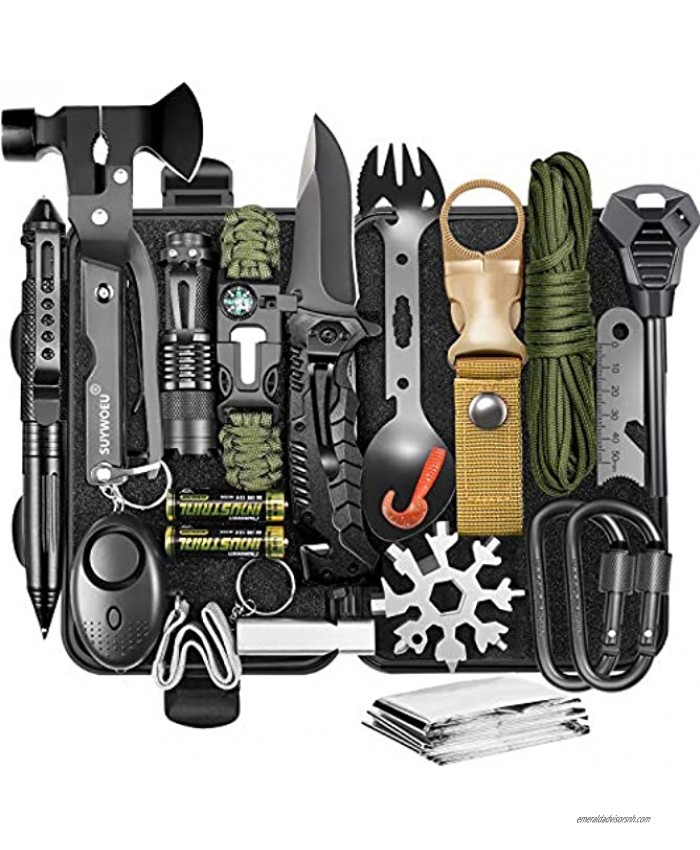 Gifts for Men Dad Husband Fathers Day Survival Gear and Equipment kit 21 in 1 Professional Cool Gadgets Stuff Tactical Tool Gift Ideas for Him Teenage Boy Emergency Hunting Outdoors Camping Hiking
