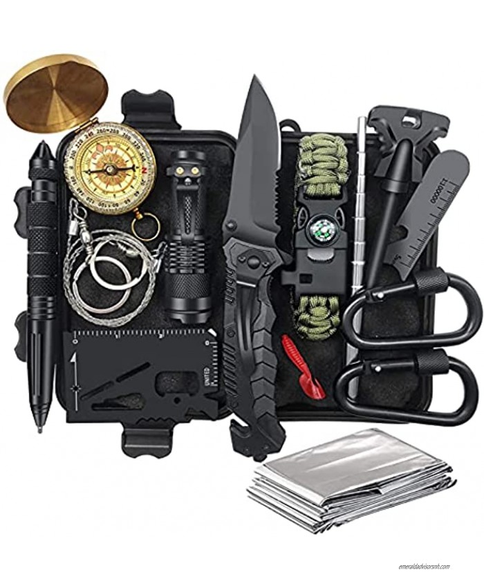 Gifts for Men Dad Husband Survival Gear and Equipment 14 in 1 Survival Kit Emergency Camping Fishing Hunting Christmas Birthday Gifts Ideas for Him Boyfriend Teen Boy Stocking Stuffers Cool Gadget