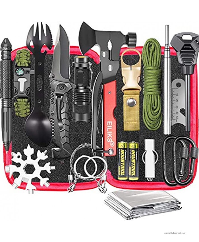 Gifts for Men Dad Husband Survival Gear and Equipment Kit 20 in 1 Emergency Escape Tool with Axe Christmas Stocking Stuffers Cool Gadget Birthday Ideas for Him Boy Camping Hiking Fishing Hunting