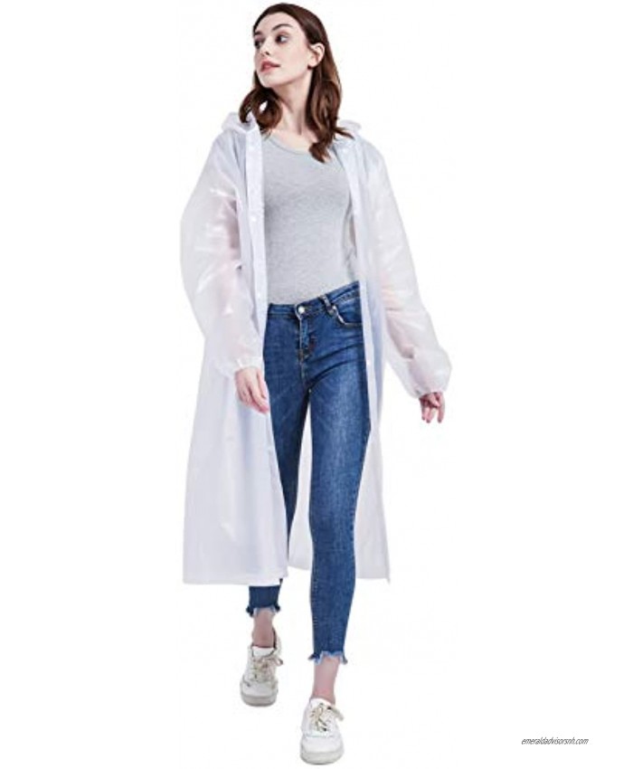 Gorain Pro Raincoat for Adults Portable EVA Rain Coats Reusable Rain Poncho with Hood and Elastic Cuff Sleeves