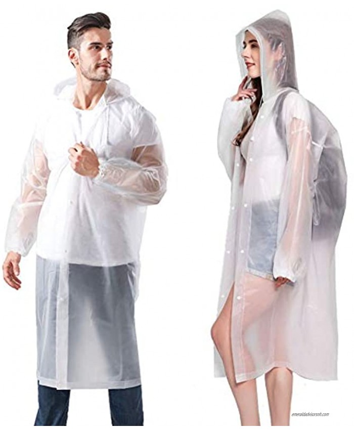 Rain Poncho,2 Pack Portable EVA Raincoats for Adults,Reusable Rain Ponchos with Hoods and Sleeves