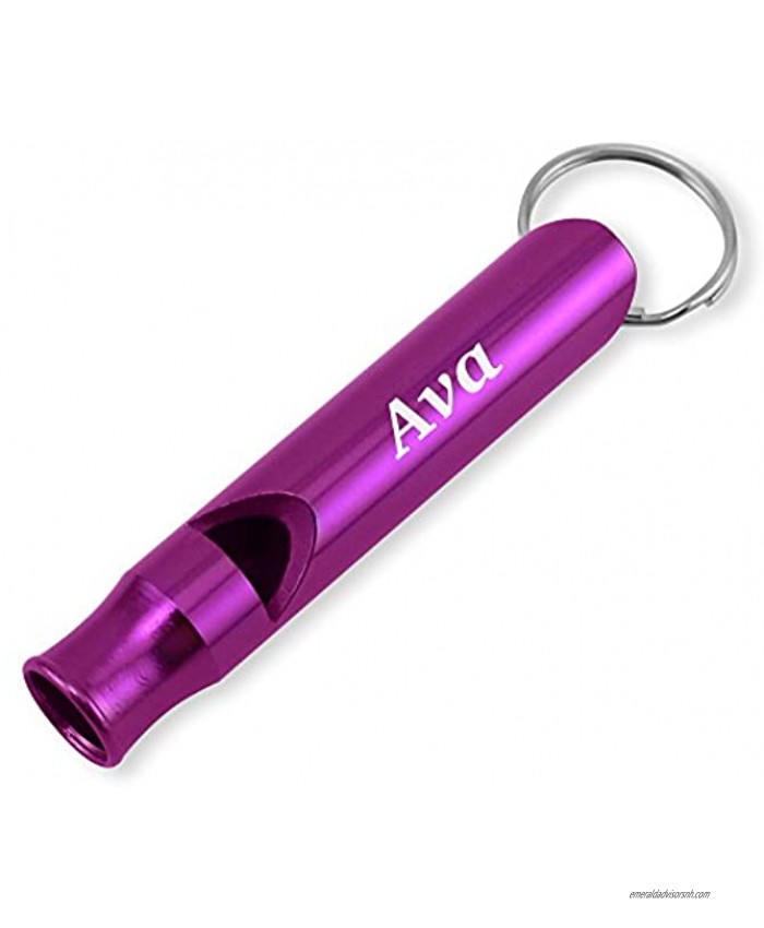 Dimension 9 Laser Engraved Anodized Ava Metal Safety Survival Whistle with Key Chain