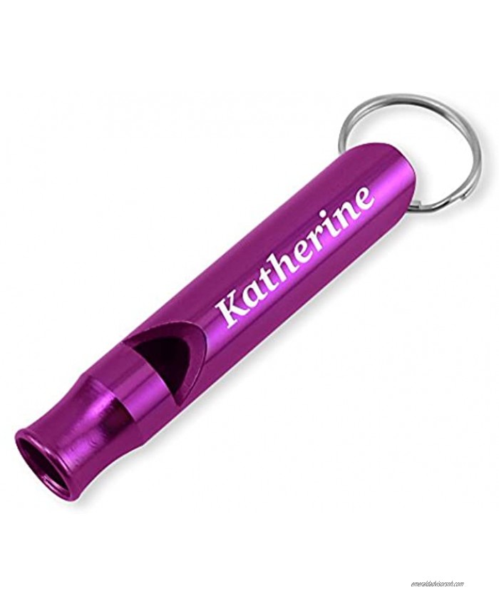 Dimension 9 Laser Engraved Anodized Katherine Metal Safety Survival Whistle with Key Chain