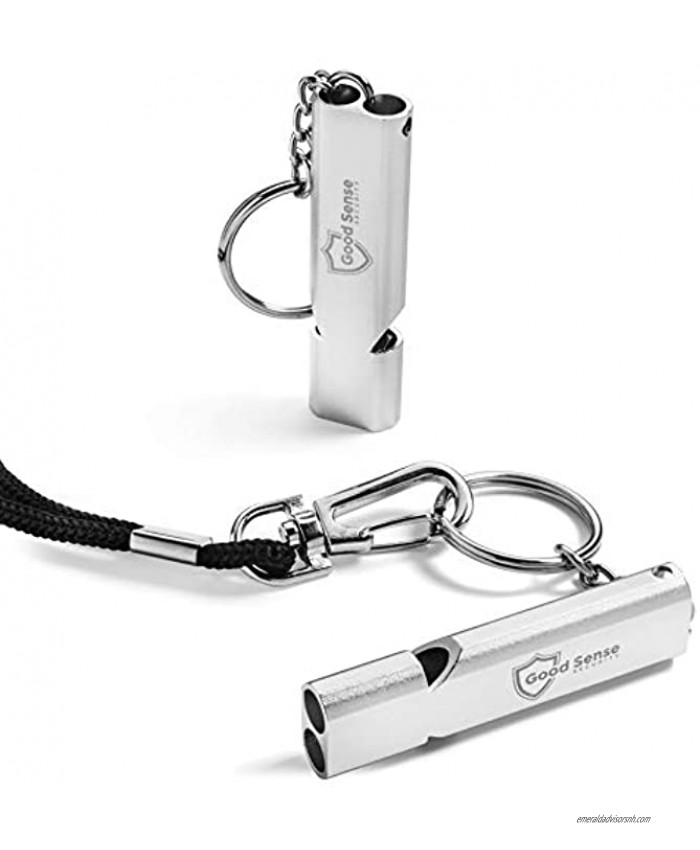 Good Sense Security 2 Emergency Survival Whistles on Keychain or Lanyard Personal Safety for Women and Kids Easy to Blow and Ultra Loud Whistle Provides Protection Security When Outdoors