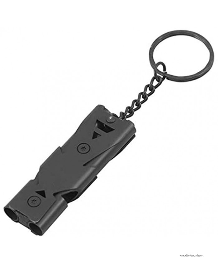 Sikeewii Outdoors High Decibel Portable Keychain Whistle Stainless Steel Double Pipe Emergency Survival Whistle Multifunction Tool 1Pc 5 Colors Choice