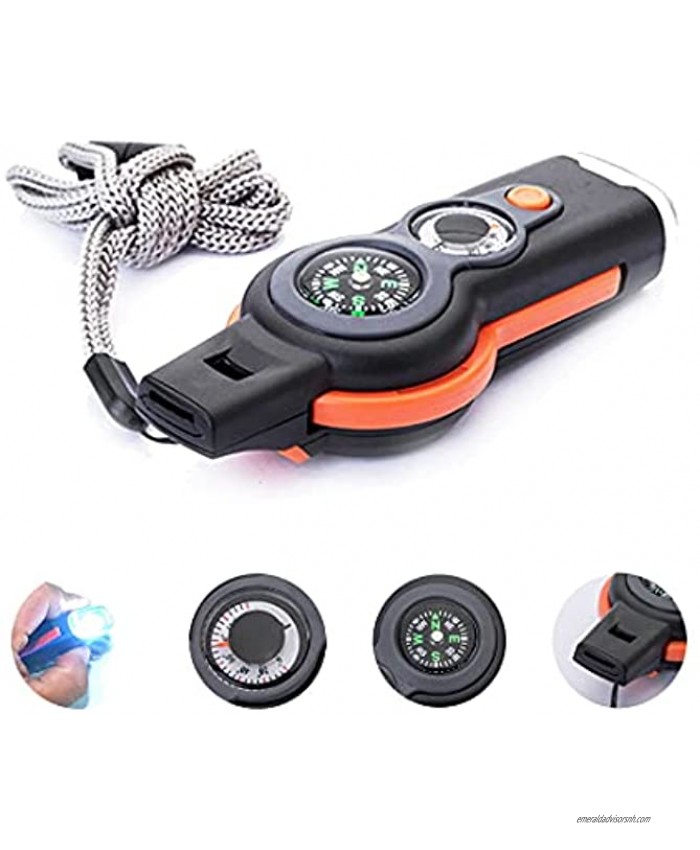 ZUZU Babe Safety Whistle Emergency with Lanyard 7 in 1 Survival Multitool for Camping Hiking Hunting Fishing and Adventure Outdoor Multi Tools for Man.