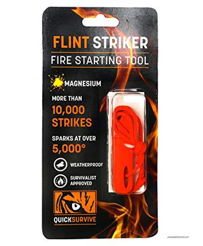 QUICKSURVIVE Emergency Magnesium Flint Striker Fire Starter Ferro Rod for Extreme Weather