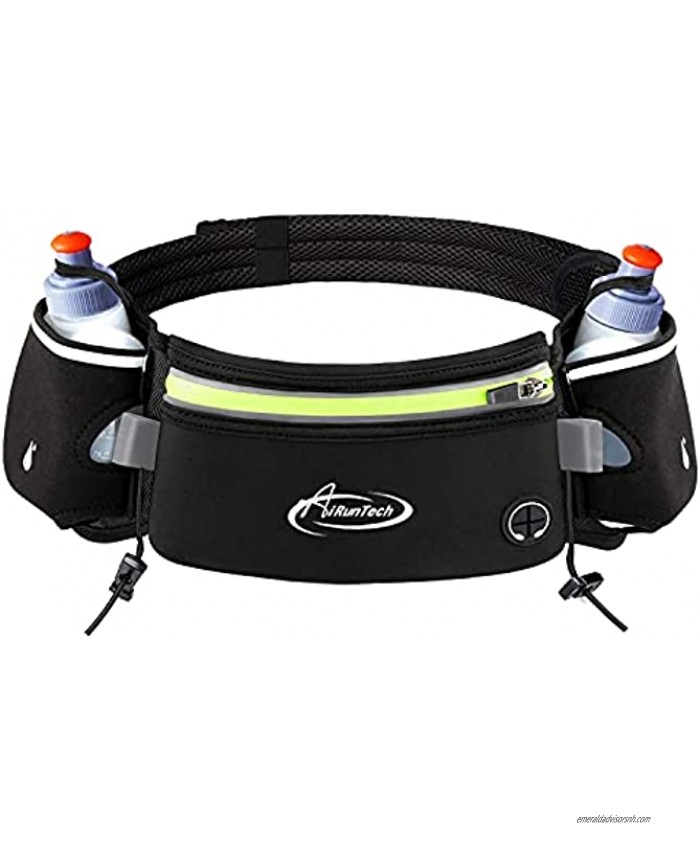 AiRunTech Running Belt with Water Bottles No Bounce Hydration Belts Can be Cut to Size Design Strap for Runners