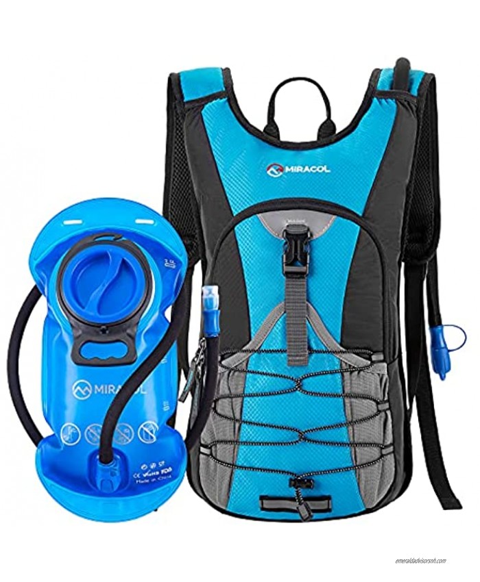 MIRACOL Hydration Backpack with 2L BPA Free Water Bladder Lightweight Insulated Water Backpack for Running Hiking Cycling Camping Hunting Small Hydration Pack Fits Men Women & Kids