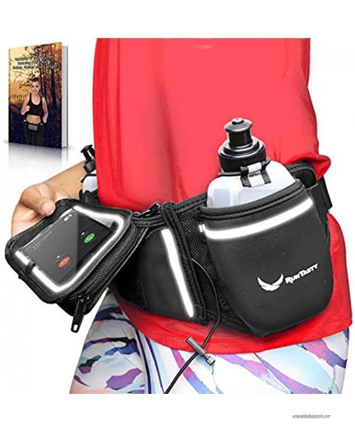 Runtasty [Voted No.1 Hydration Belt] Winners' Running Fuel Belt Includes Accessories: 2 BPA Free Water Bottles & Runners Ebook Fits Any iPhone w Touchscreen Cover No Bounce Fit and More!