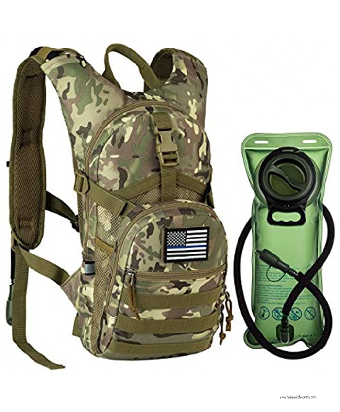 RUPUMPACK Tactical Molle Hydration Backpack with 2L Water Bladder Military Daypack for Hiking Running Biking