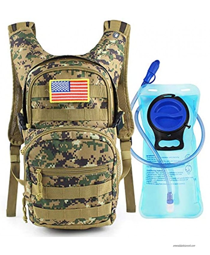 Zavothy Hydration Hiking Backpack Molle Tactical Hydration Backpack with Water Bladder Insulated Water Backpack Military Daypack for Cycling Hiking Running Climbing Hunting Biking