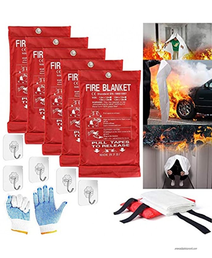 Fire Blanket Fire Suppression Blanket | Fiberglass Fire Blankets Emergency for People Flame Retardant Fireproof Survival Safety Kitchen Fireplace Car Office Warehouse 39.3 X 39.3 inch