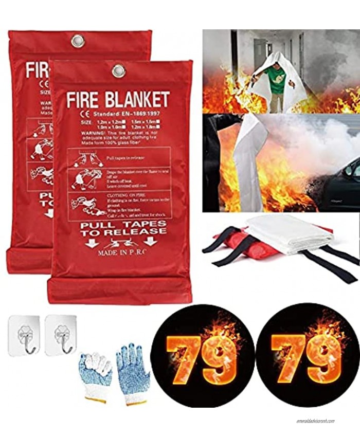 Fire Blanket For Home XXL- 71 x 79 Fire Blankets Emergency For People Fire Retardant Blanket Fire Shelter Large Suppression Fiberglass Kitchen Home Restaurant House Fire Proof Survival Safety Reusable