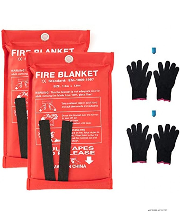 KORAMAN Fire Blanket Fiberglass Emergency Blanket Fire Supression Blanket Flame Retardant Protection for Kitchen Fireplace Office Car Camping39.3x39.9