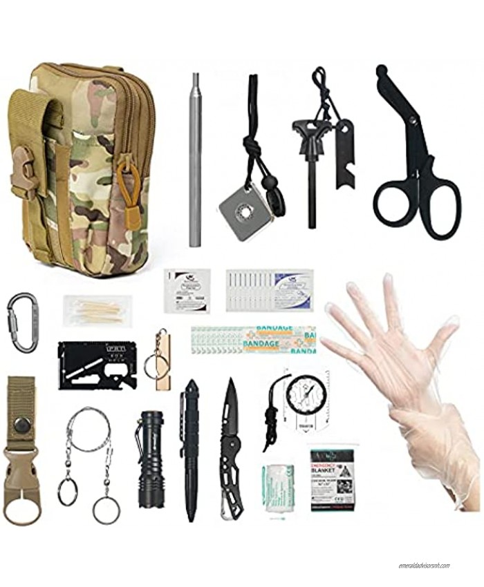 Survival Gear and First Aid Items Kit Multi-Purpose Professional Survival Equipment SOS Emergency Tool for Camping Hiking Earthquake and Adventures