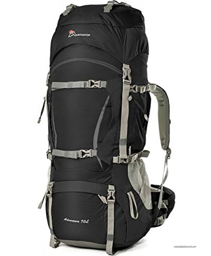 MOUNTAINTOP 70L 75L Internal Frame Hiking Backpack for Men Women with Rain Cover