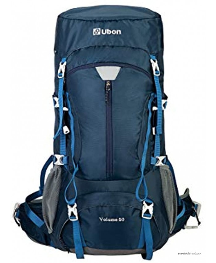 Ubon 50L Hiking Backpack Framed Backpacking Backpacks for Men Women Youth Navy