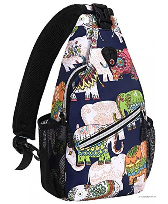 MOSISO Mini Sling Backpack,Small Hiking Daypack Pattern Travel Outdoor Sports Bag Elephant